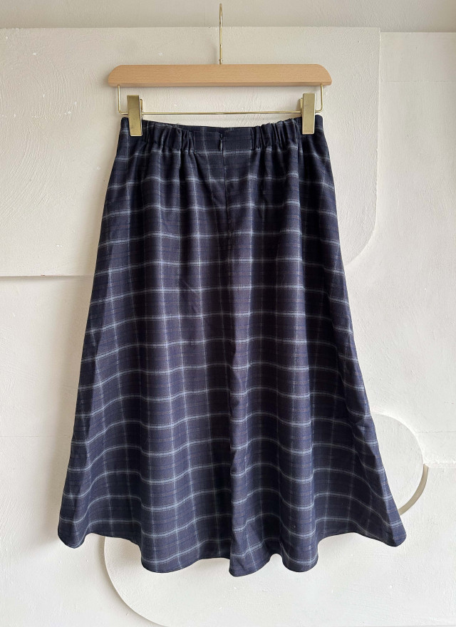 BS雙扣格紋學院風百摺裙