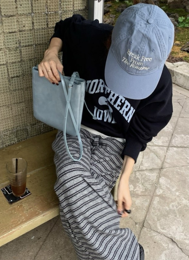 BS垂墜綁帶條紋寬褲