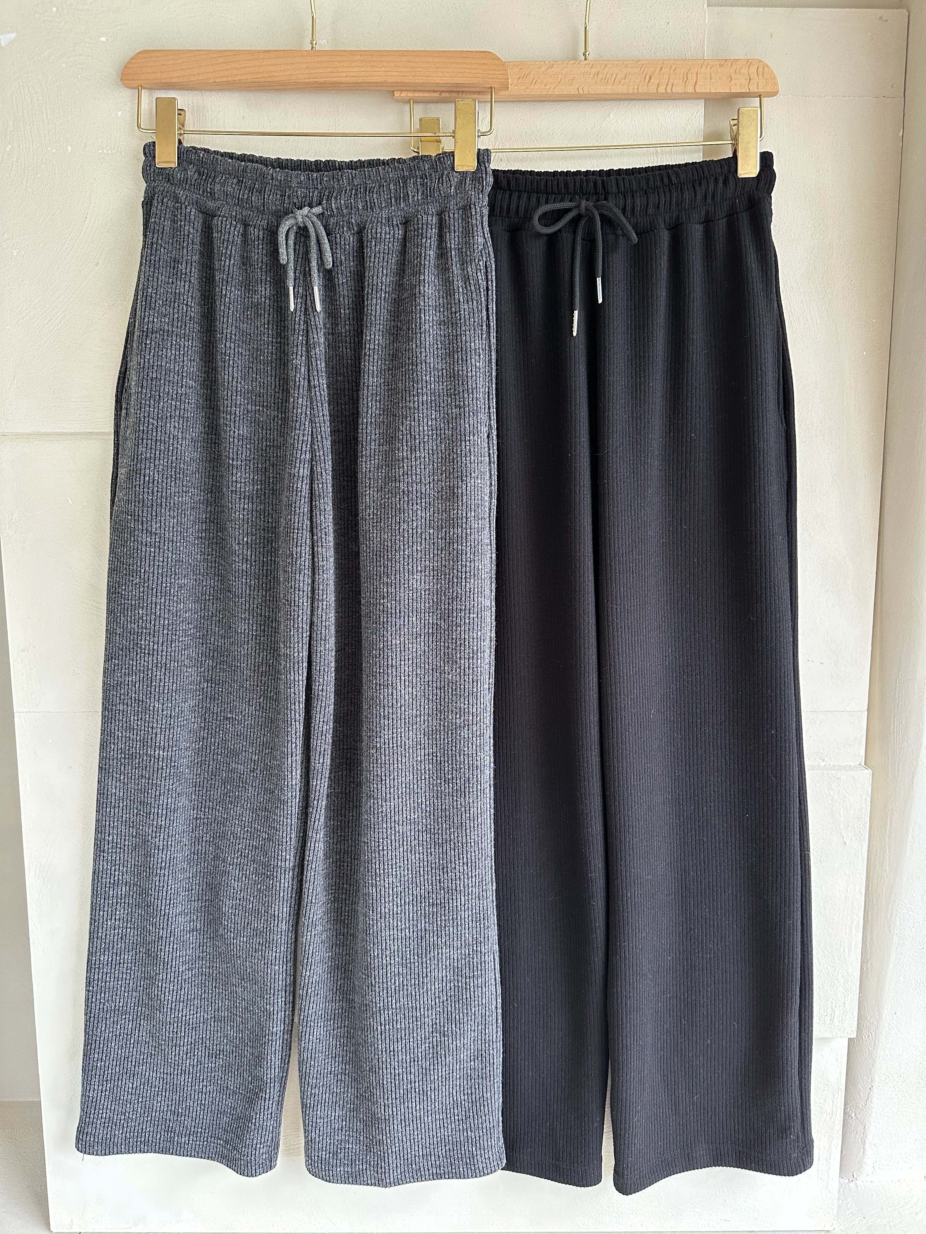 BS羅紋寬鬆長褲(兩色)