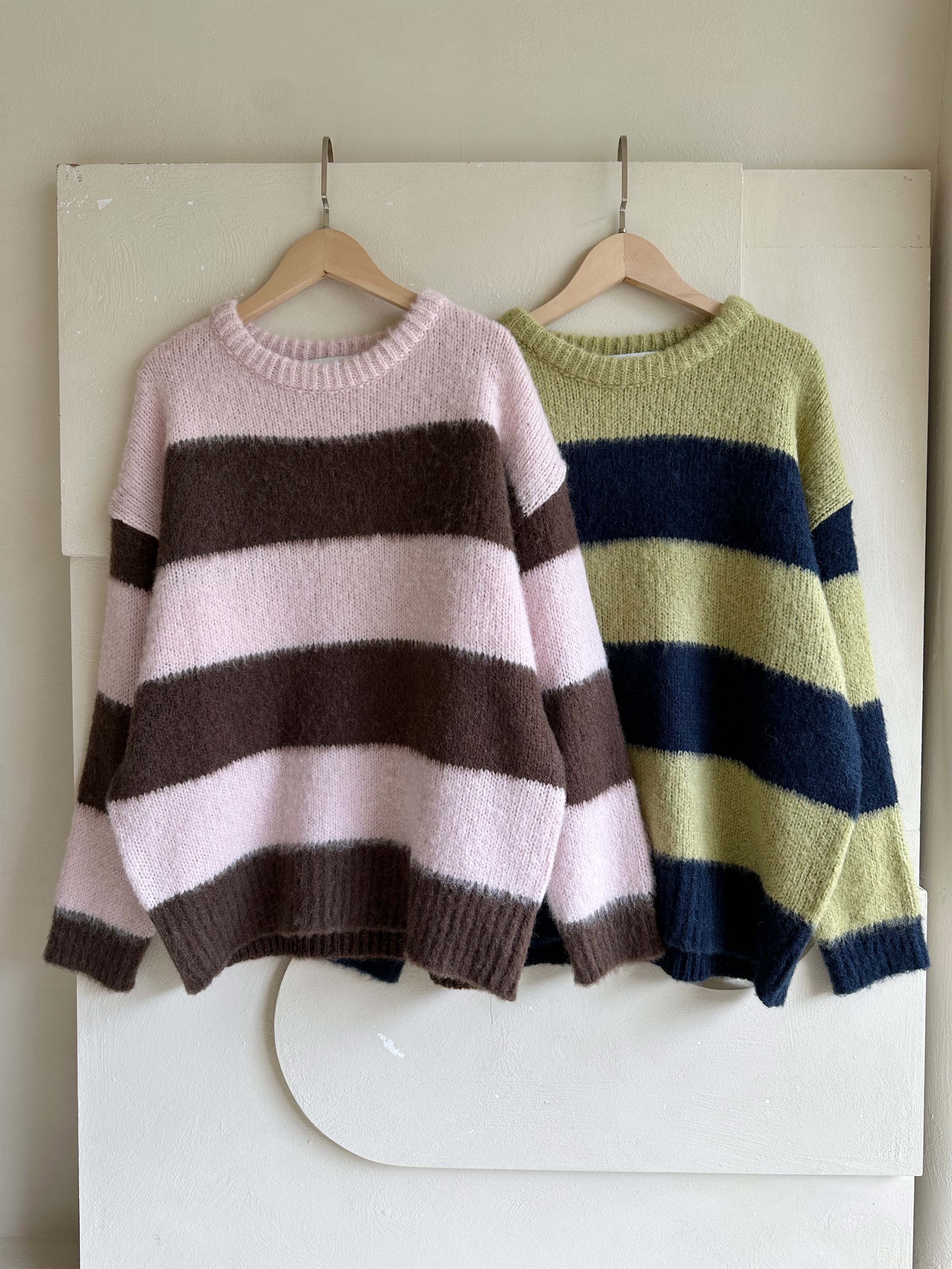 BS暖絨撞色條紋毛衣(兩色)