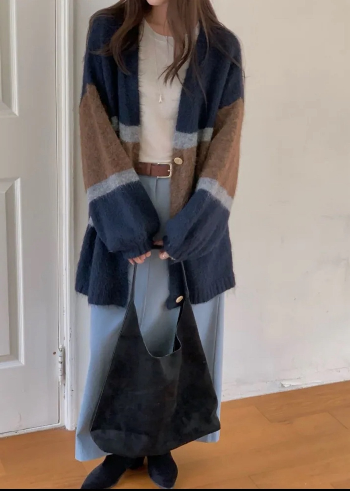 BS條紋針織開襟衫