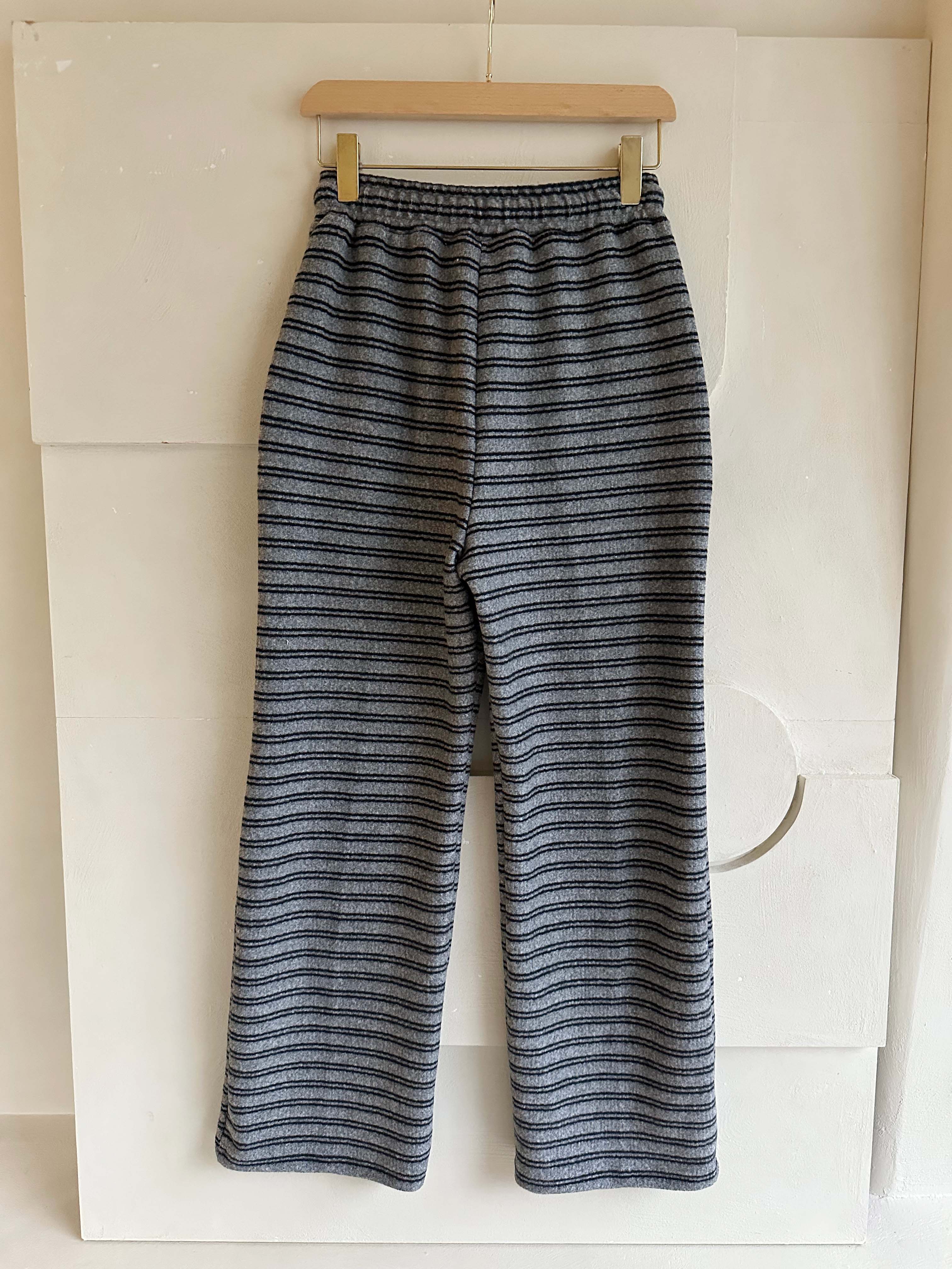 BS垂墜綁帶條紋寬褲