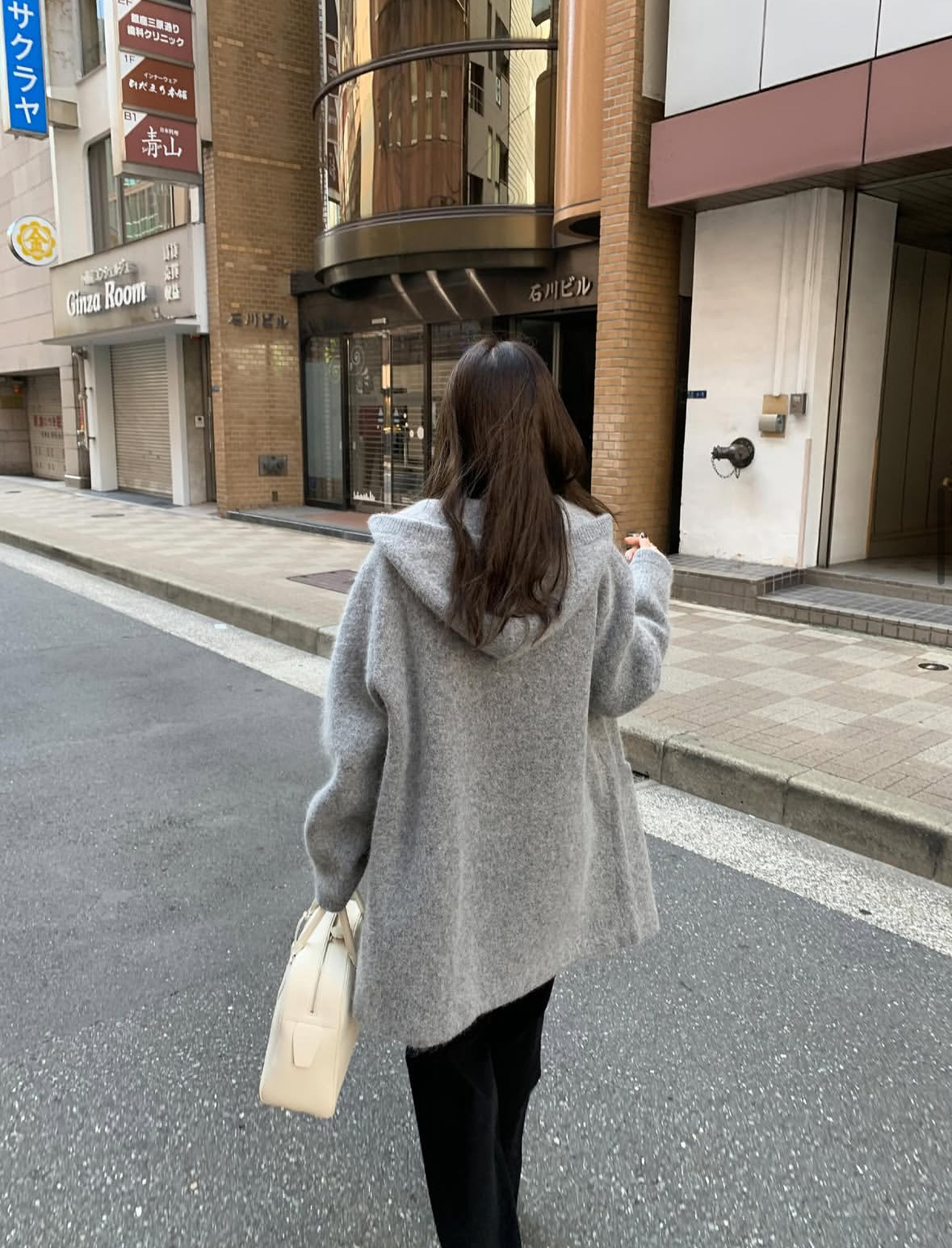 韓國馬海毛羊毛針織連帽大衣