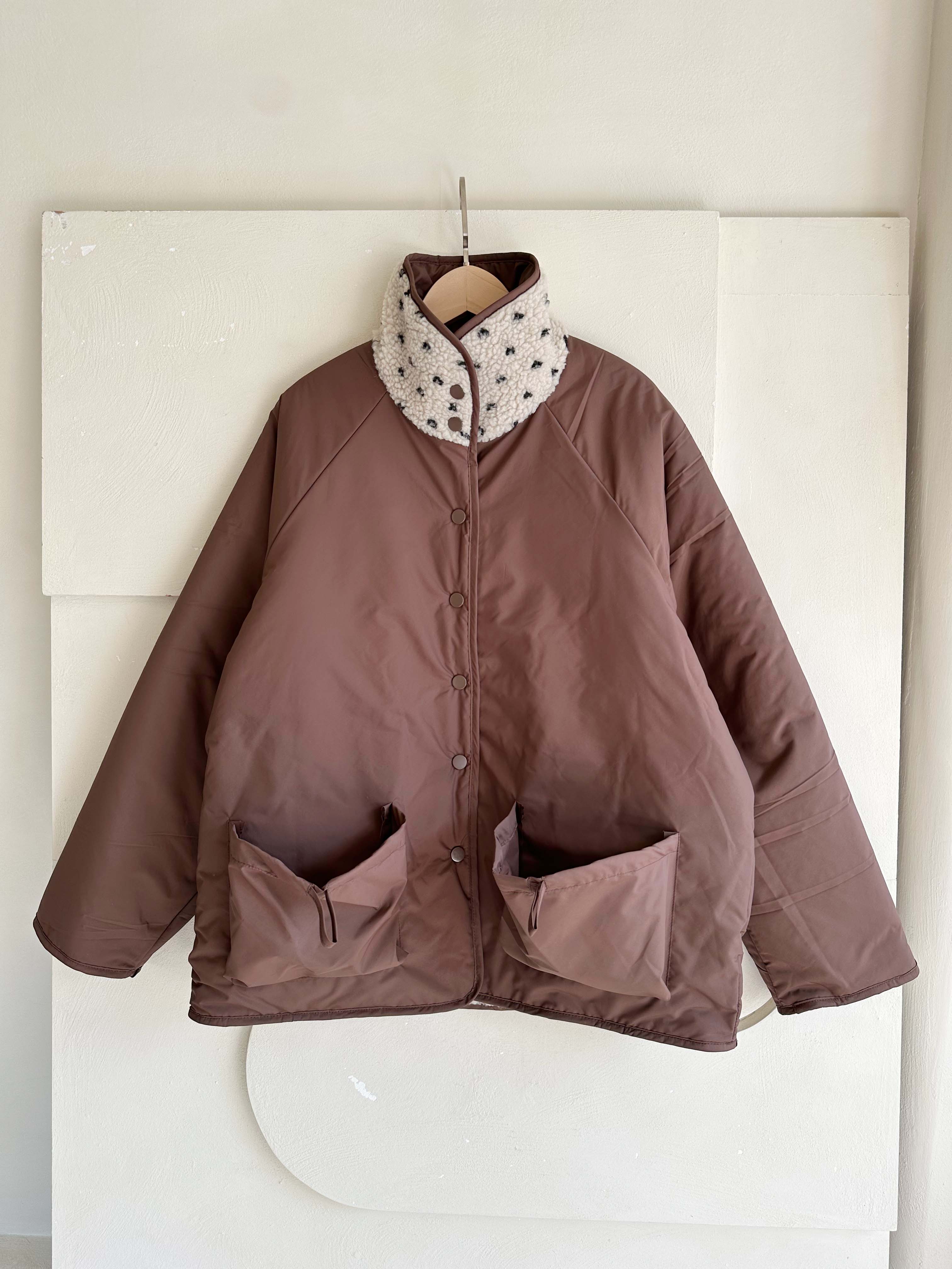 BS 圓點雙面羊羔絨外套 (雙面可穿)-兩色