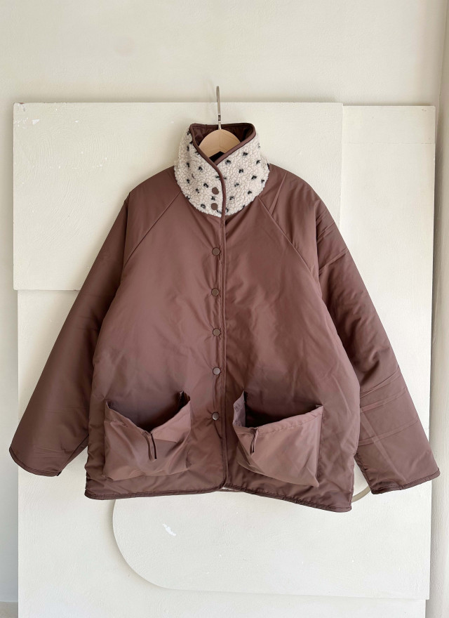 BS 圓點雙面羊羔絨外套 (雙面可穿)-兩色