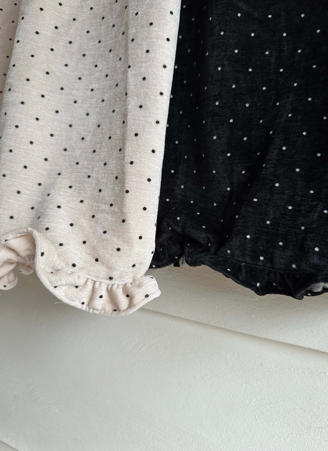 BS波點荷葉邊長裙(兩色)