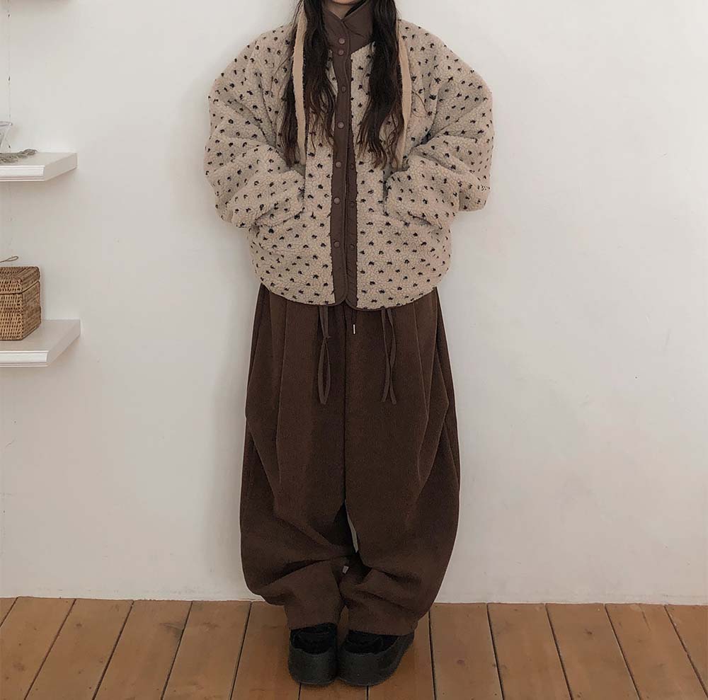 BS 圓點雙面羊羔絨外套 (雙面可穿)-兩色