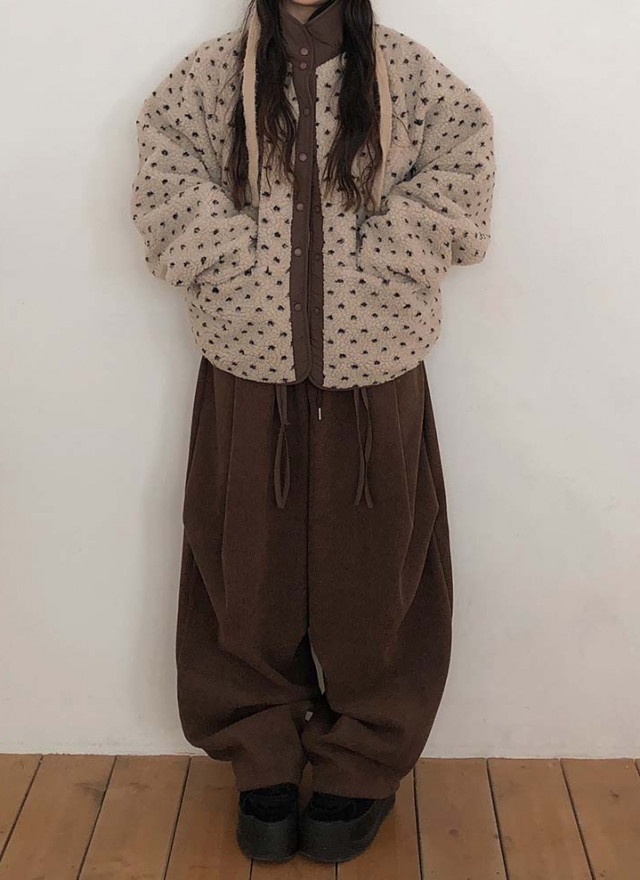 BS 圓點雙面羊羔絨外套 (雙面可穿)-兩色