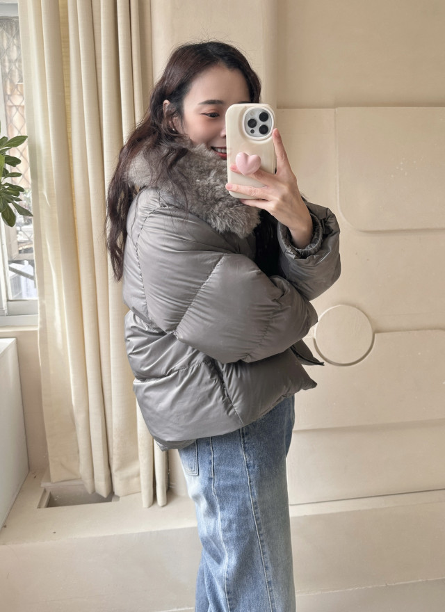 BS韓國可拆毛領鴨絨外套(兩色)-高度保暖