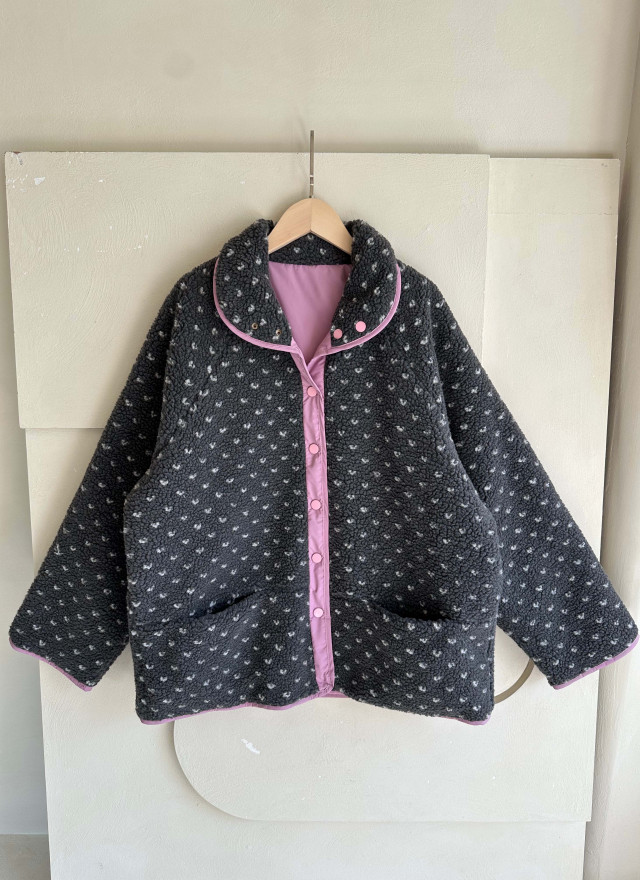 BS 圓點雙面羊羔絨外套 (雙面可穿)-兩色