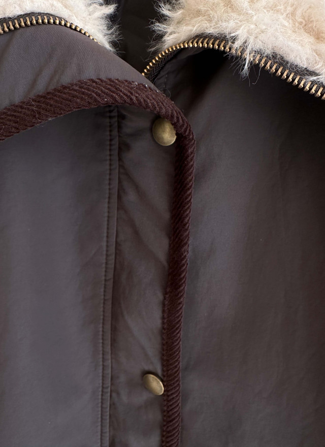 韓國撞色鴨絨外套-毛領不可拆