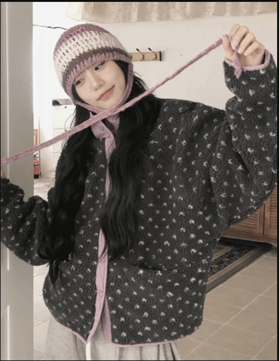 BS 圓點雙面羊羔絨外套 (雙面可穿)-兩色