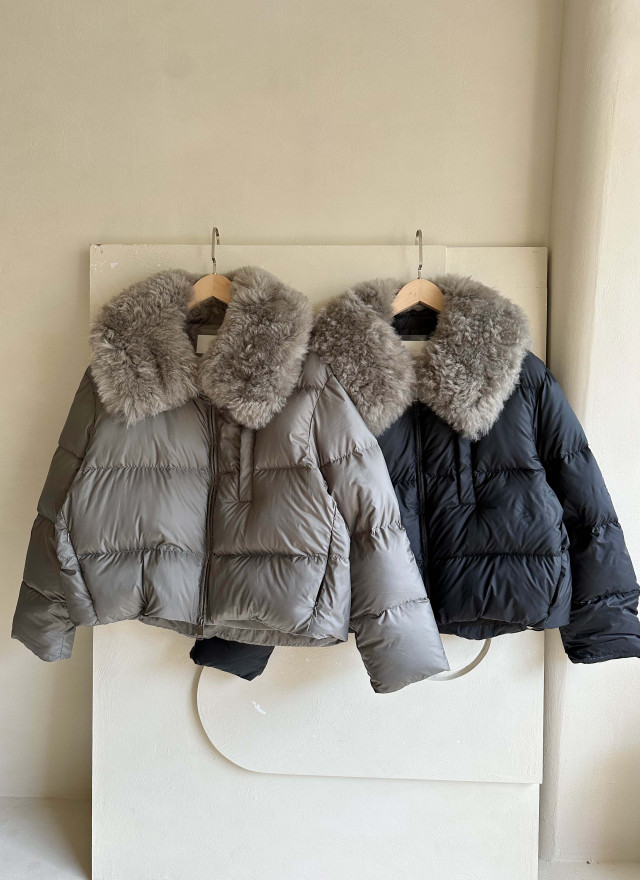 BS韓國可拆毛領鴨絨外套(兩色)-高度保暖