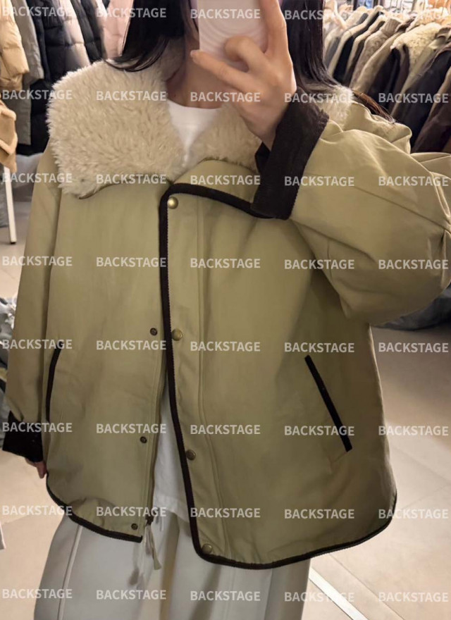 韓國撞色鴨絨外套-毛領不可拆