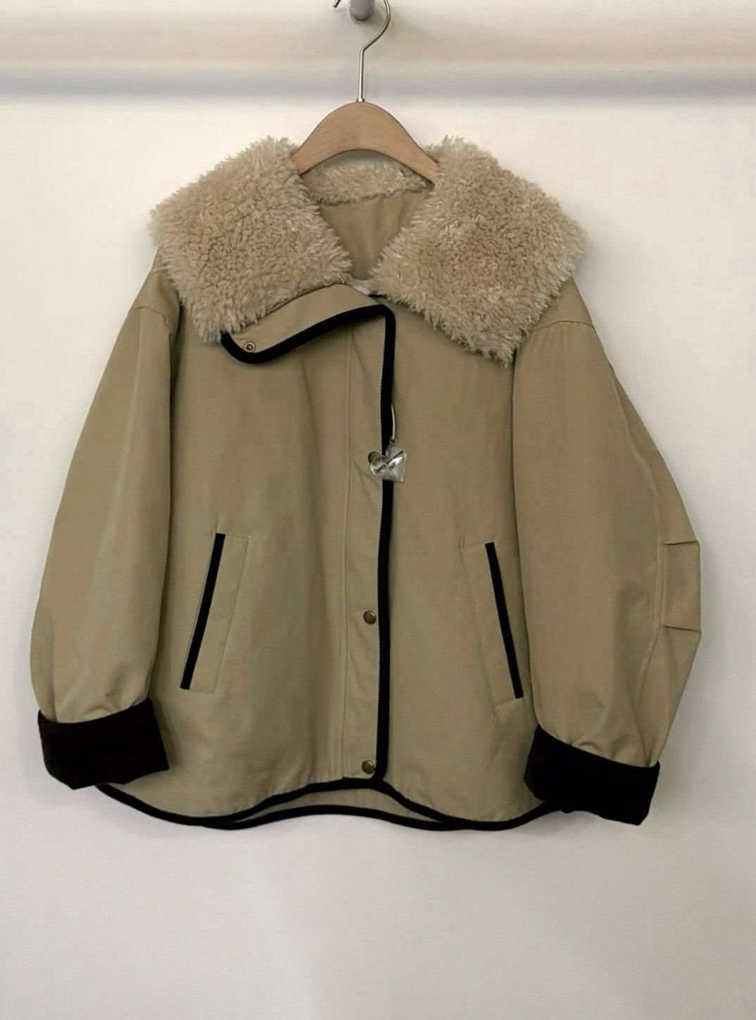 韓國撞色鴨絨外套-毛領不可拆