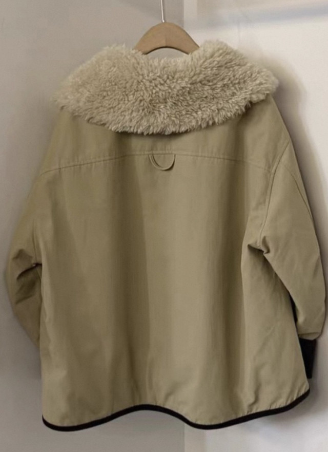 韓國撞色鴨絨外套-毛領不可拆