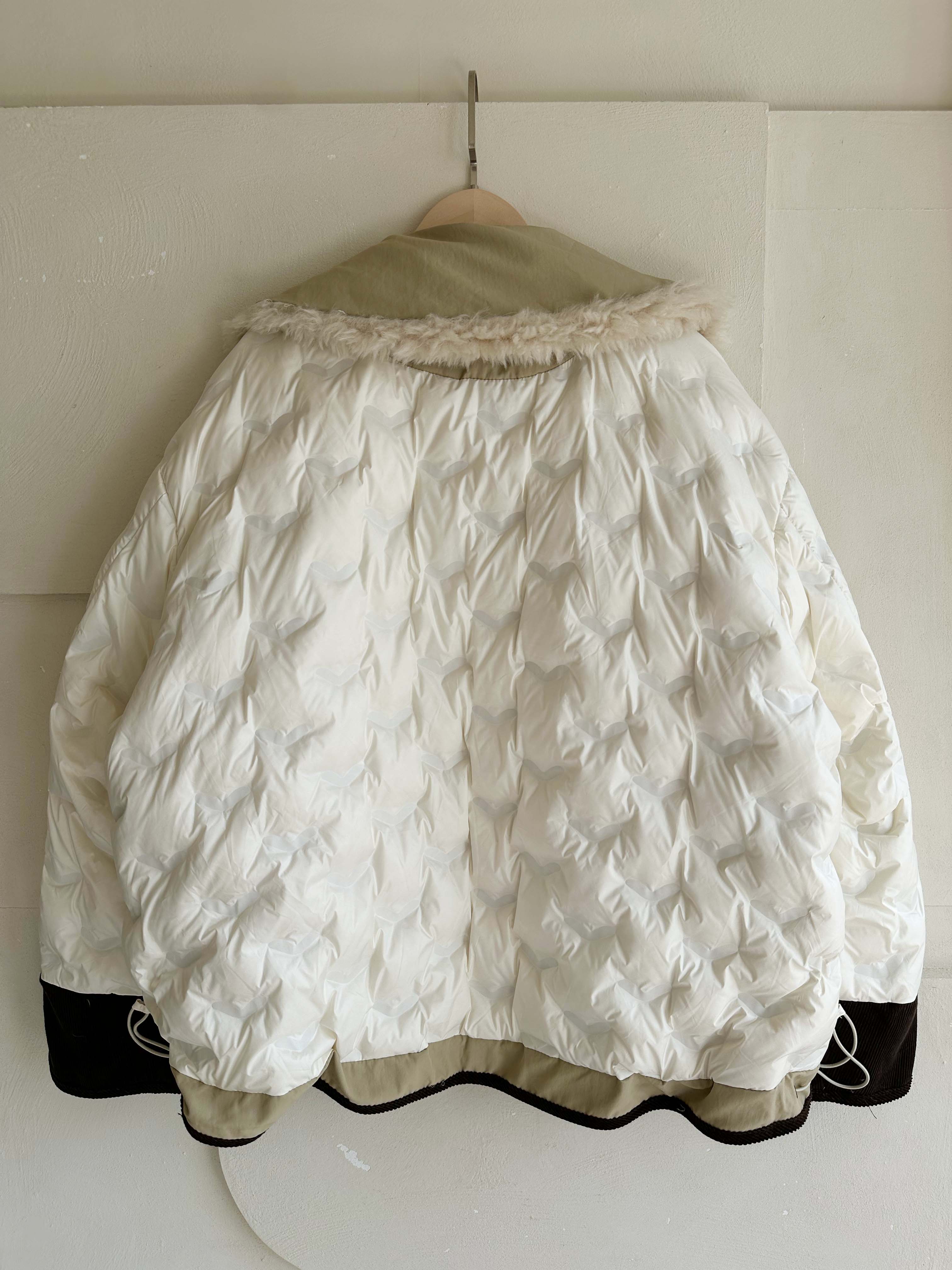 韓國撞色鴨絨外套-毛領不可拆