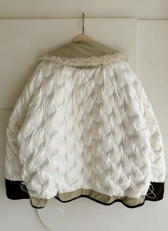 韓國撞色鴨絨外套-毛領不可拆