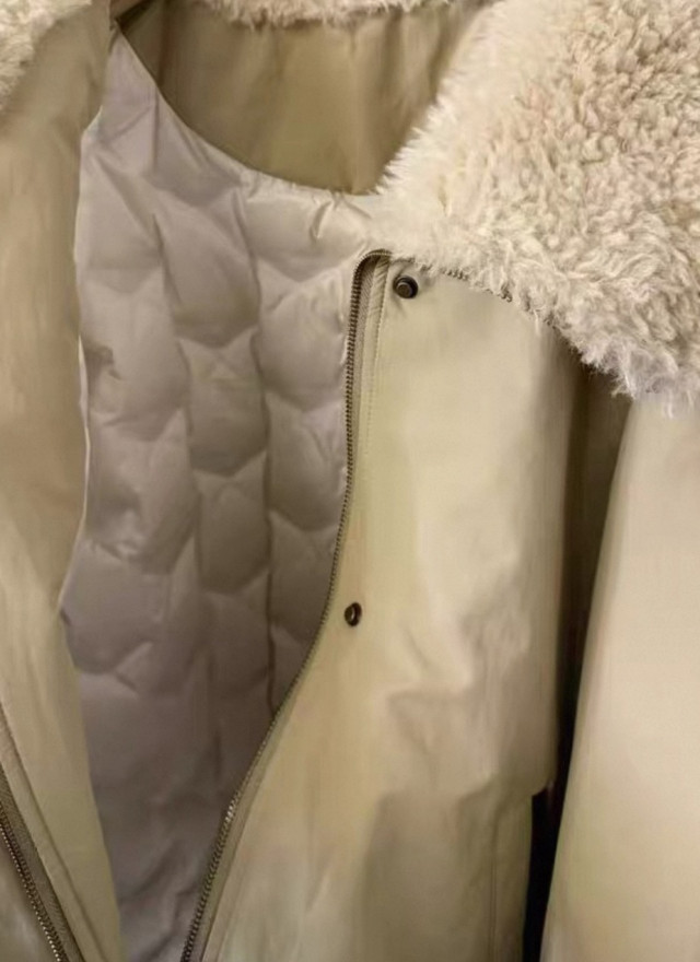 韓國撞色鴨絨外套-毛領不可拆