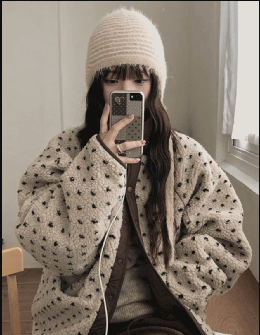 BS 圓點雙面羊羔絨外套 (雙面可穿)-兩色