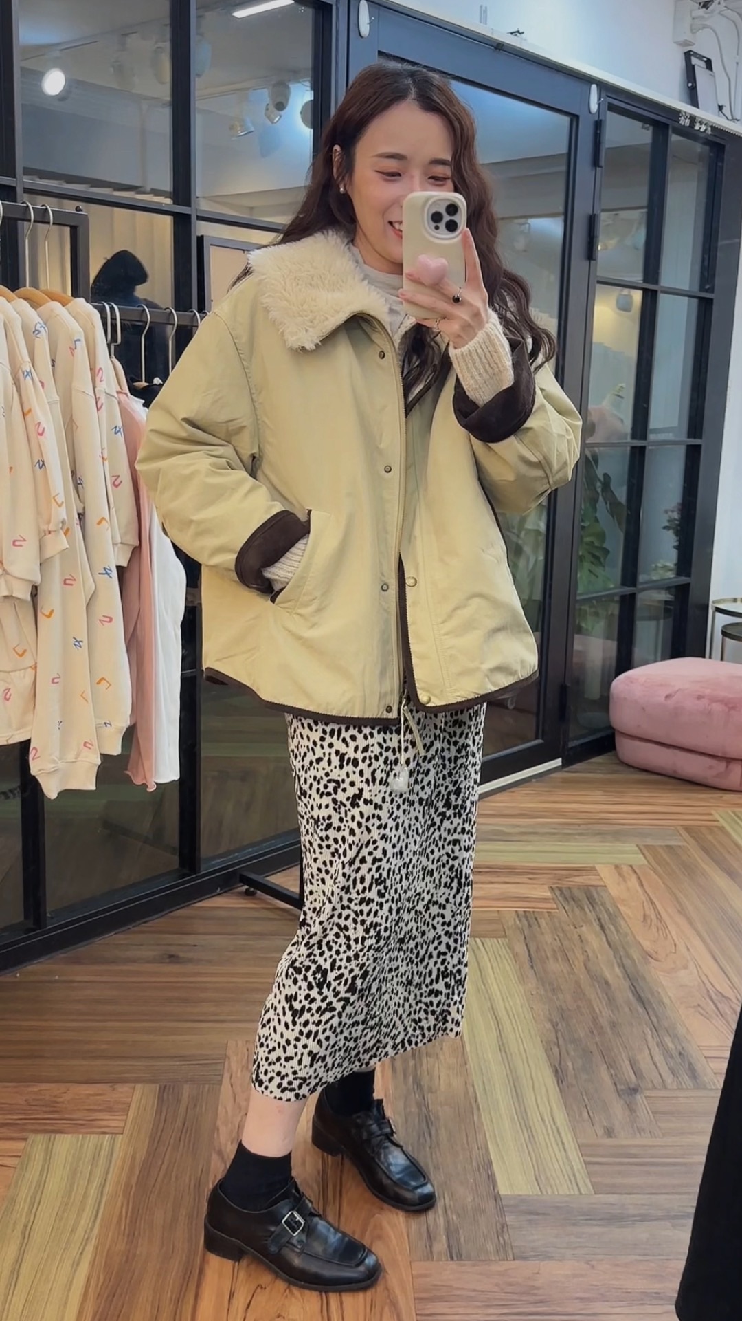 韓國撞色鴨絨外套-毛領不可拆