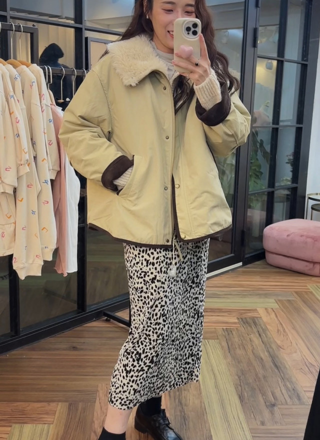 韓國撞色鴨絨外套-毛領不可拆