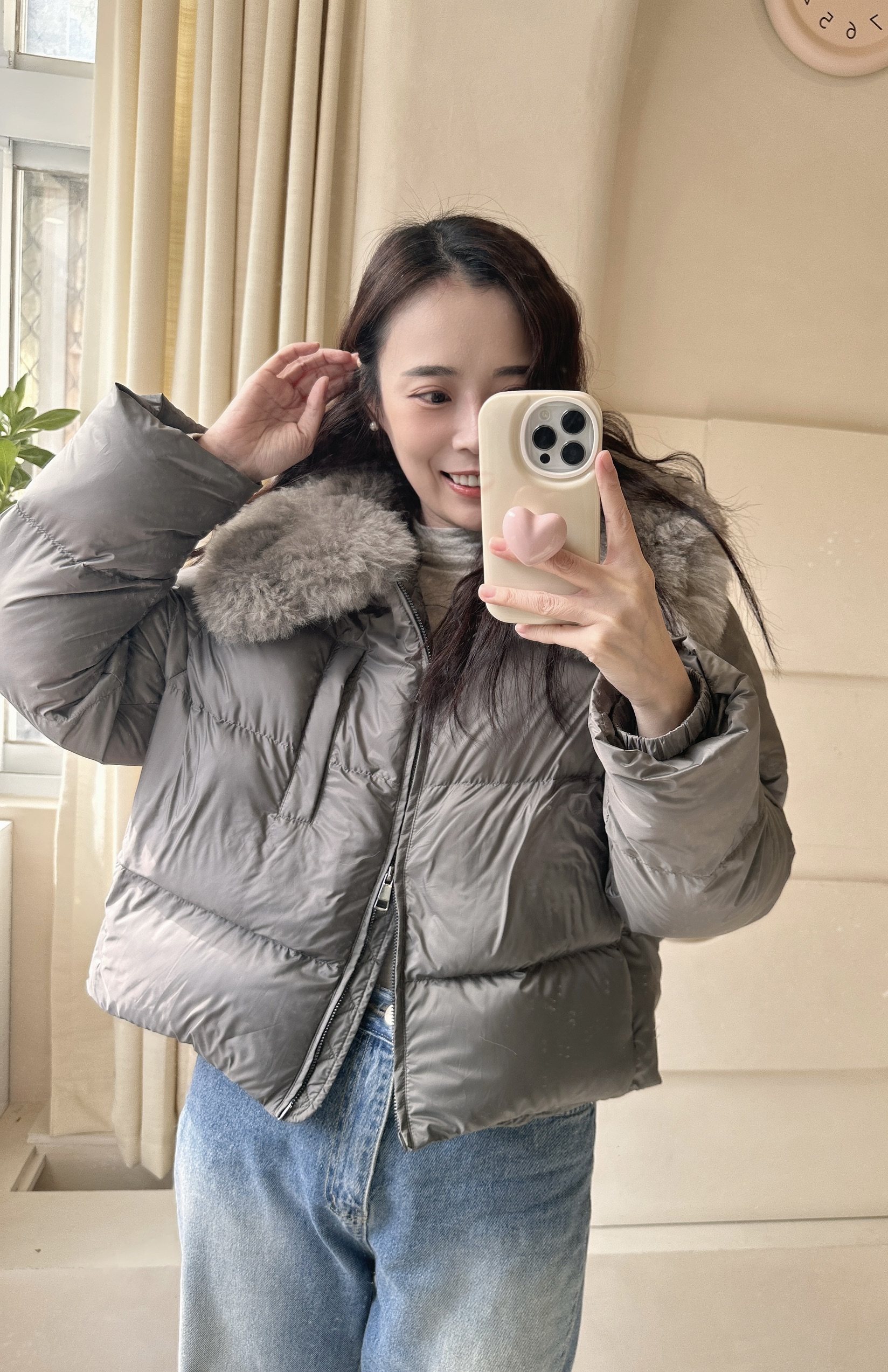 BS韓國可拆毛領鴨絨外套(兩色)-高度保暖