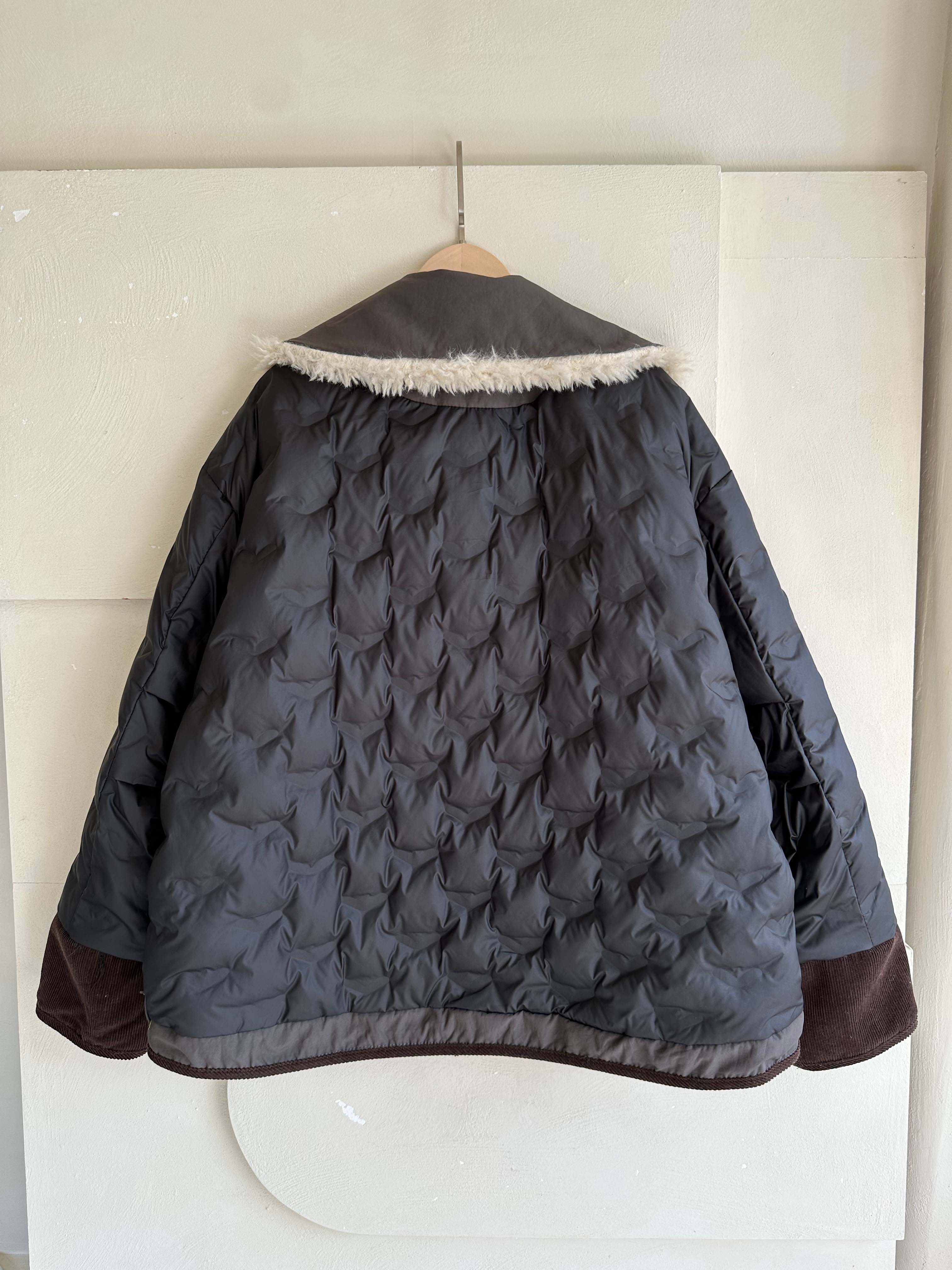 韓國撞色鴨絨外套-毛領不可拆