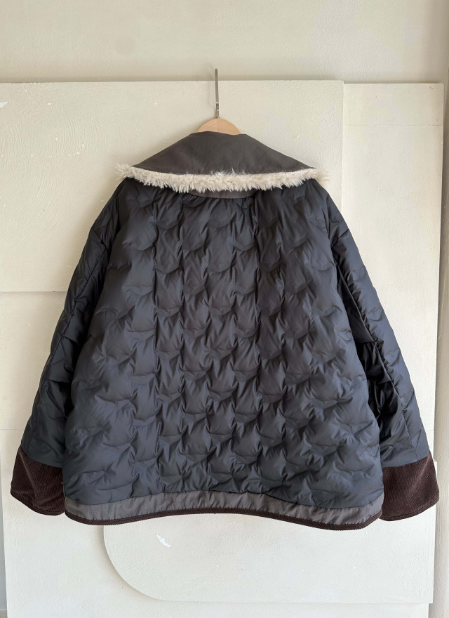 韓國撞色鴨絨外套-毛領不可拆