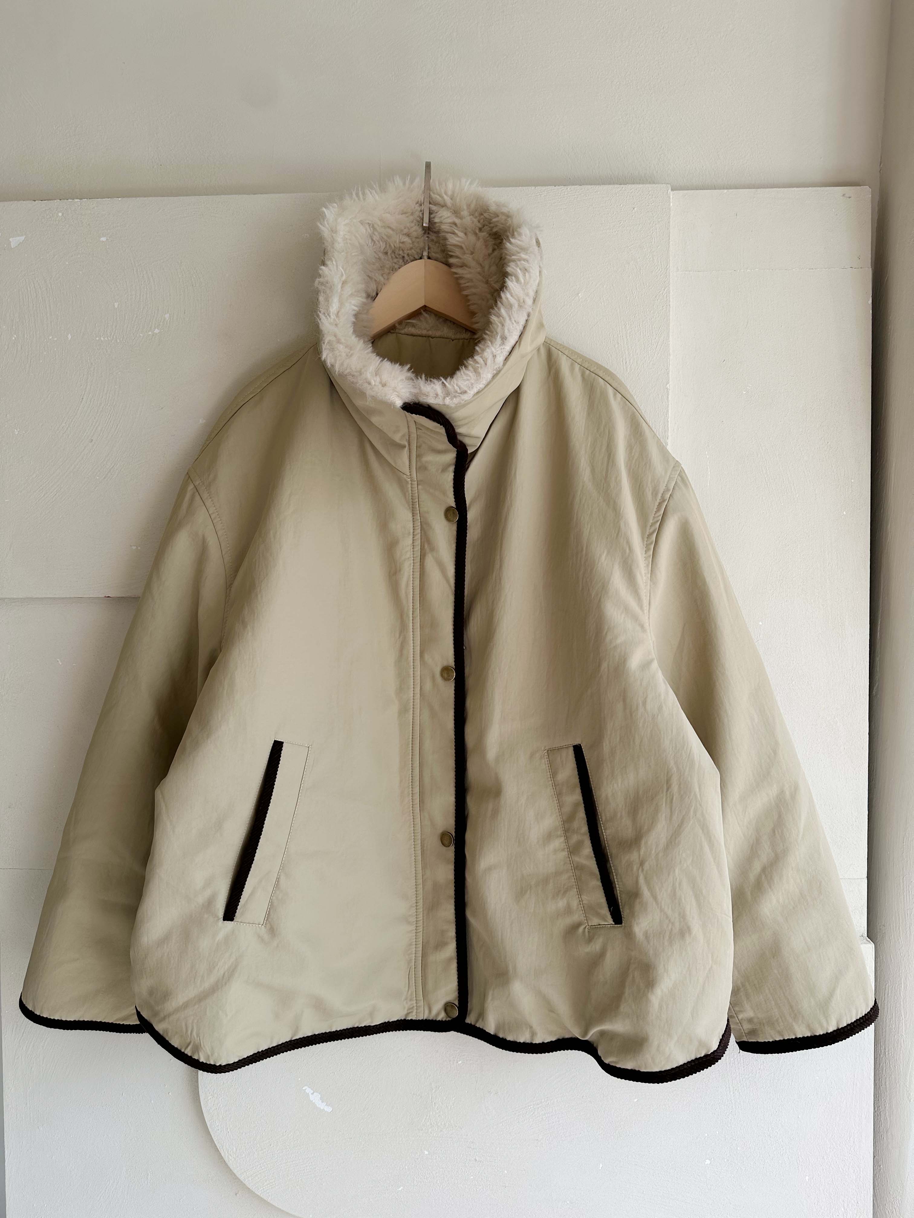 韓國撞色鴨絨外套-毛領不可拆