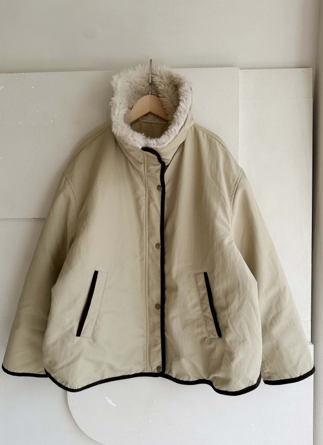 韓國撞色鴨絨外套-毛領不可拆