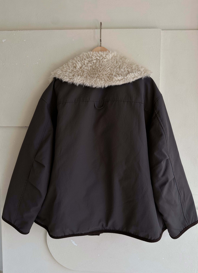 韓國撞色鴨絨外套-毛領不可拆