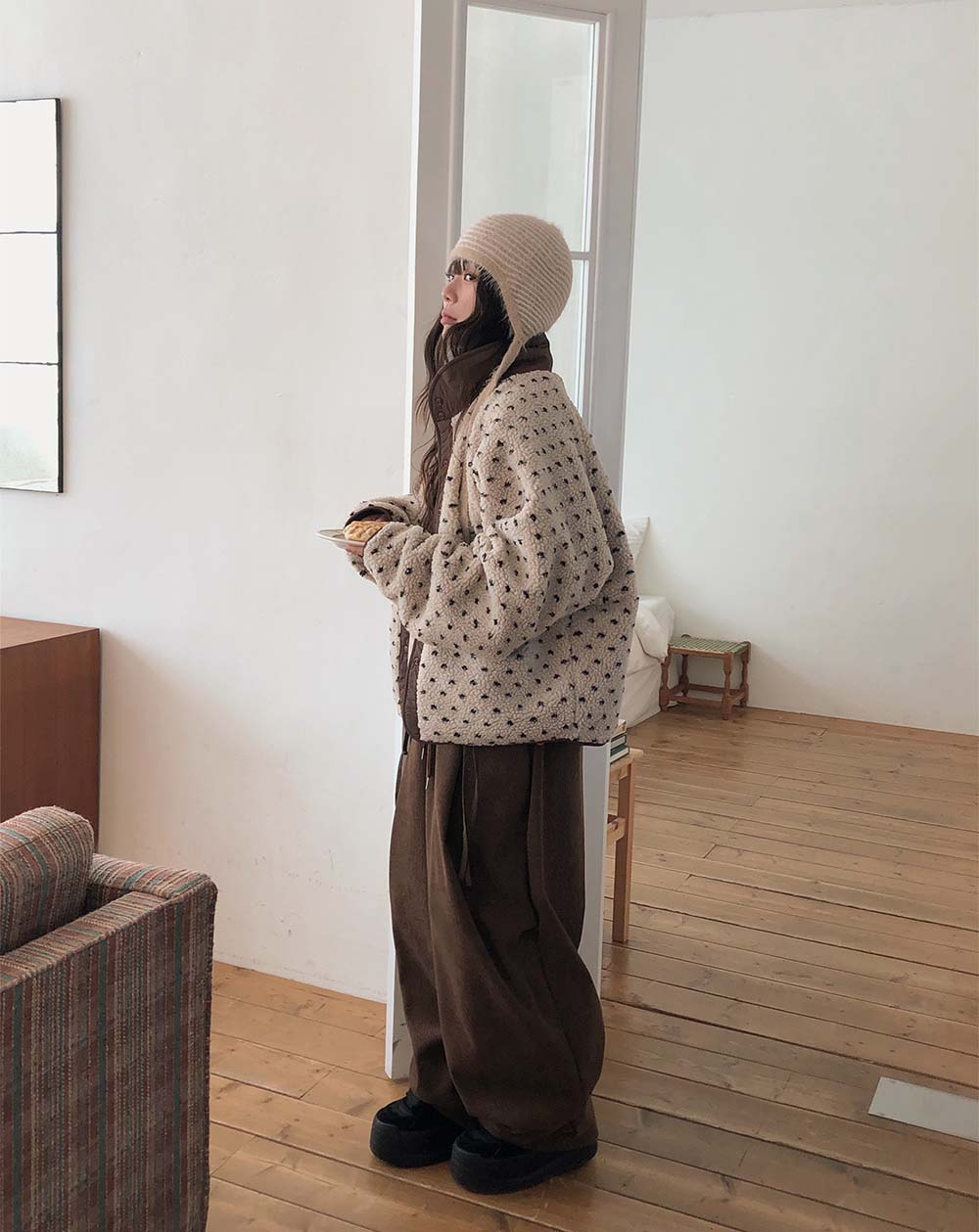 BS 圓點雙面羊羔絨外套 (雙面可穿)-兩色