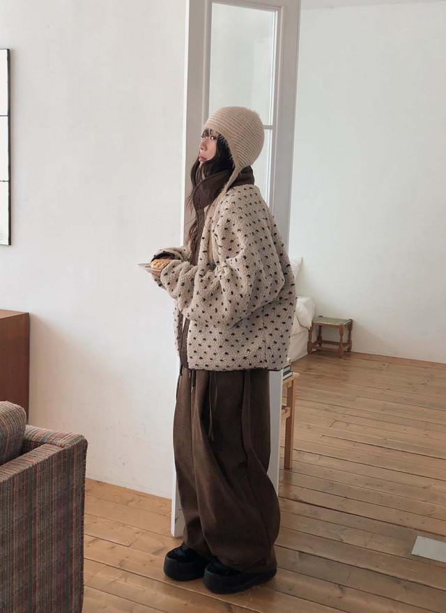 BS 圓點雙面羊羔絨外套 (雙面可穿)-兩色