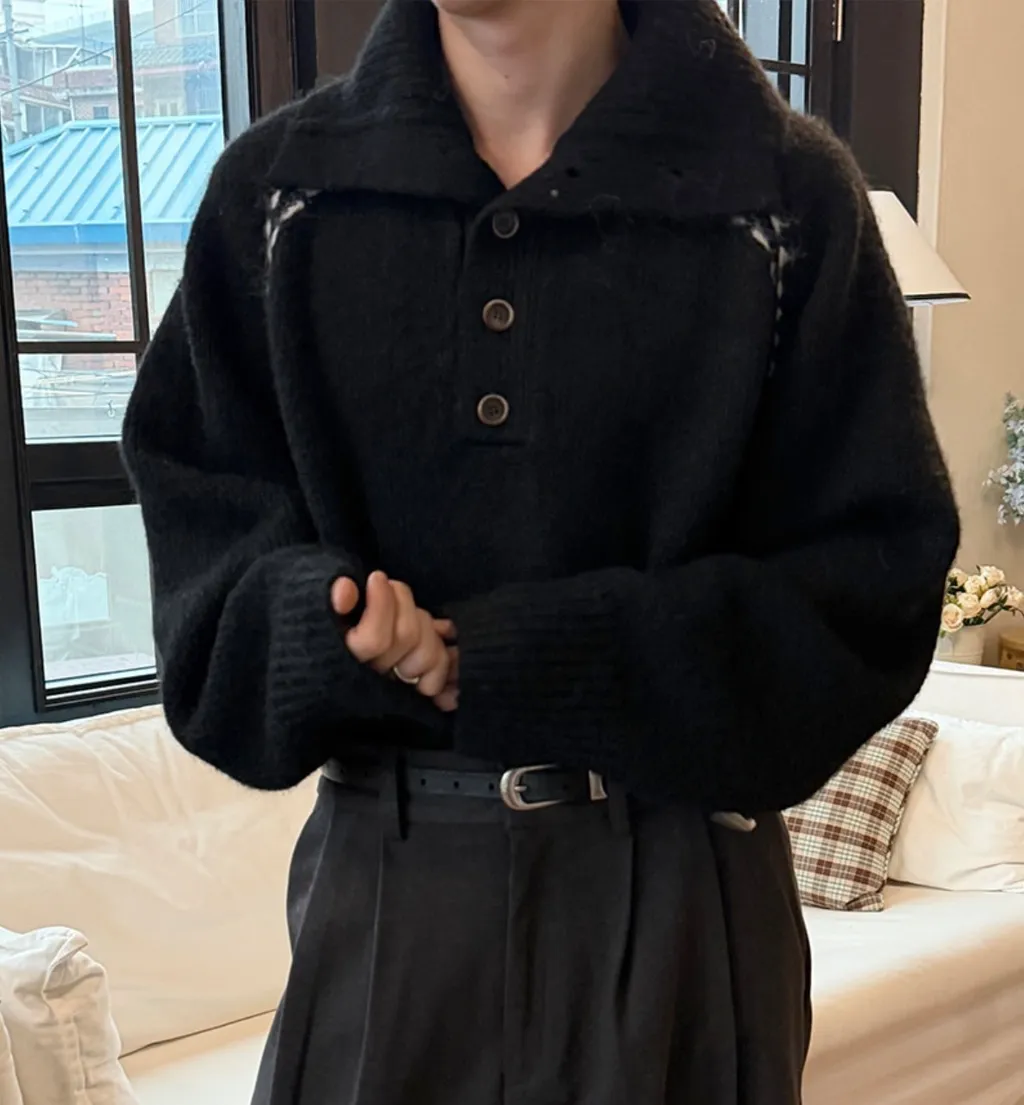 BS韓國排釦羊絨毛衣（三色）-男女皆可穿