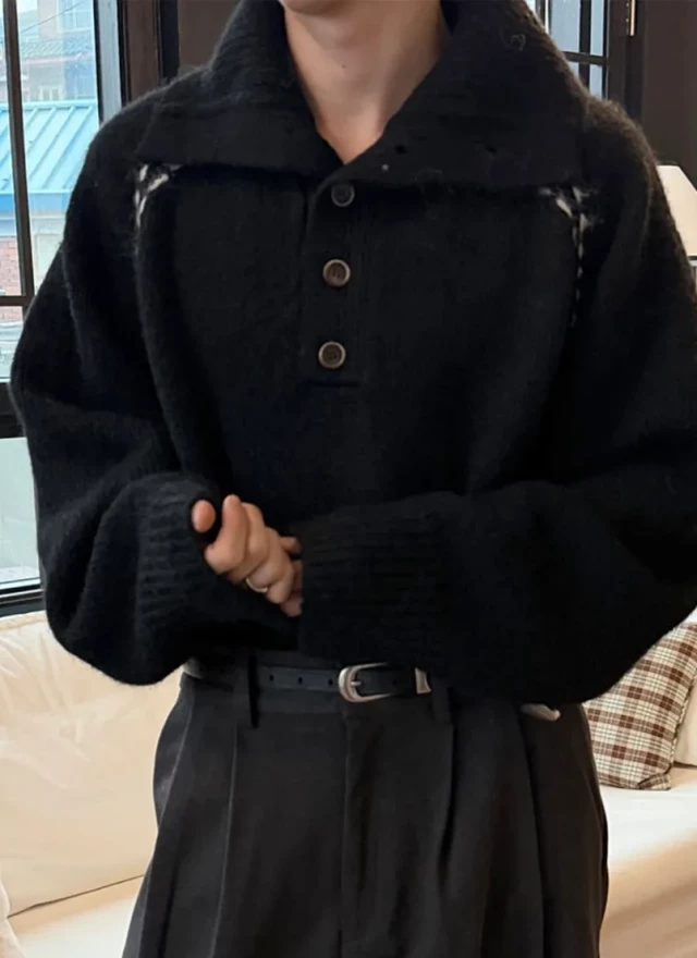 BS韓國排釦羊絨毛衣（三色）-男女皆可穿