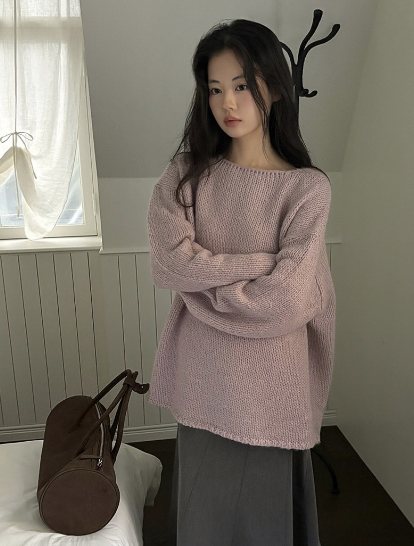 BS滾邊織紋羊絨上衣(兩色)