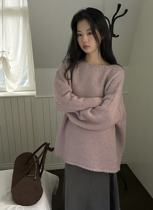 BS滾邊織紋羊絨上衣(兩色)