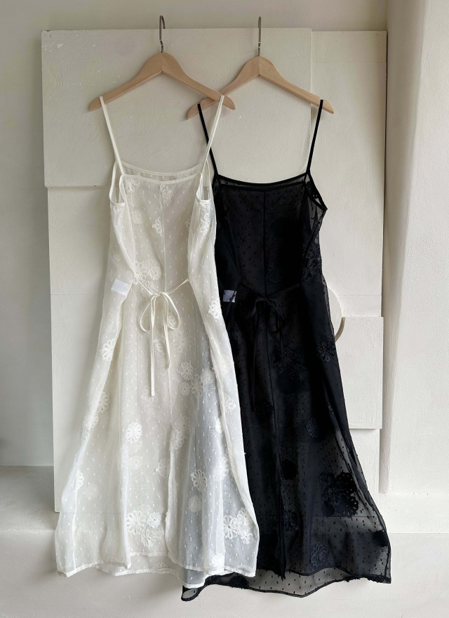 BS花卉透紗罩衫洋裝(兩色)