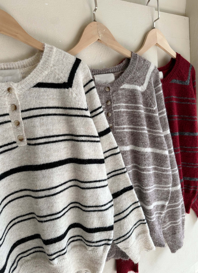 BS圓領細條針織上衣(三色)