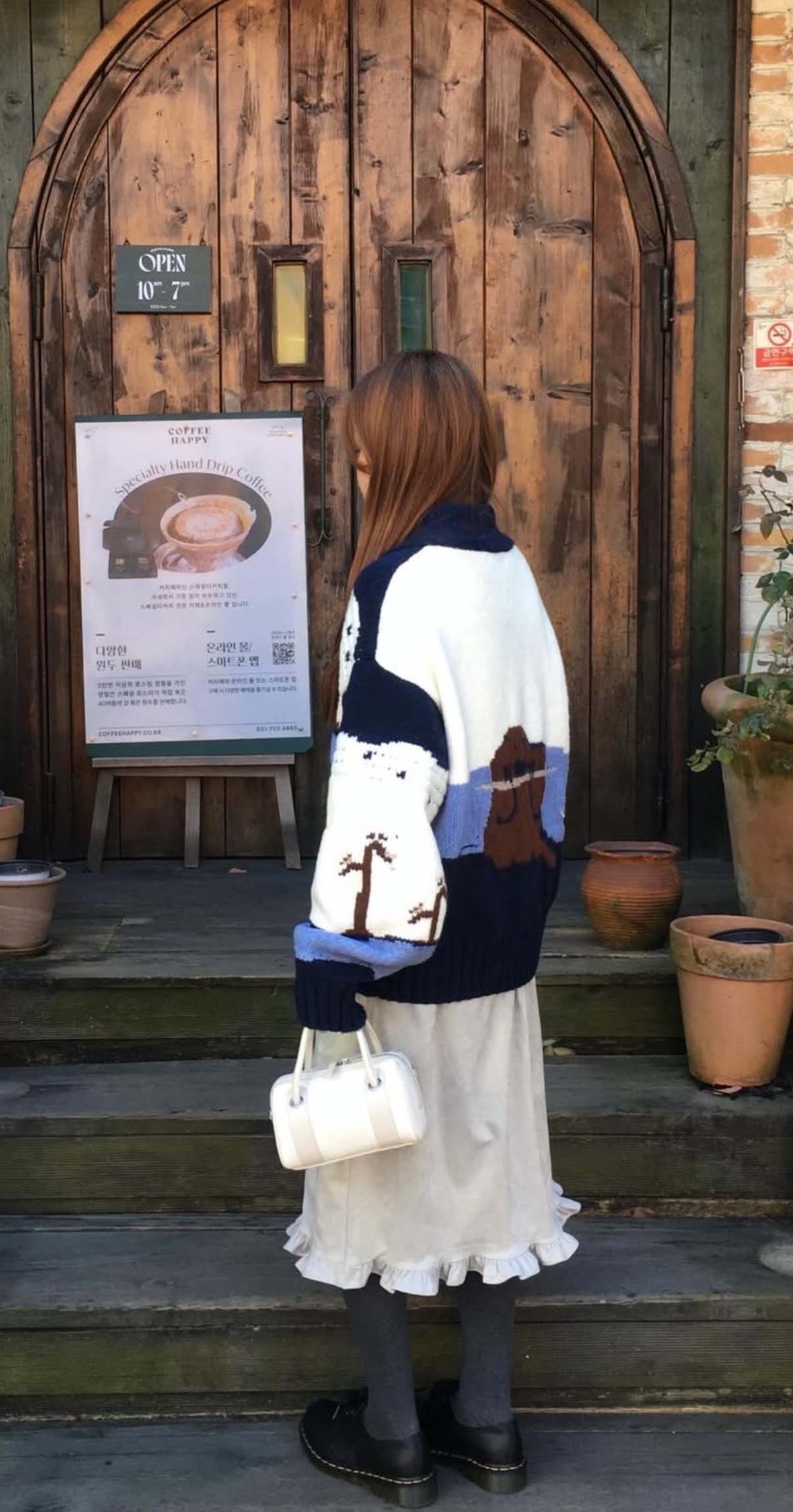 BS韓國復古圖案針織開衫