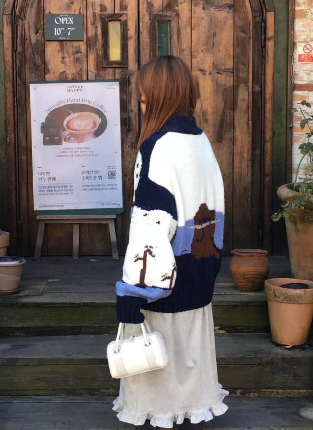 BS韓國復古圖案針織開衫