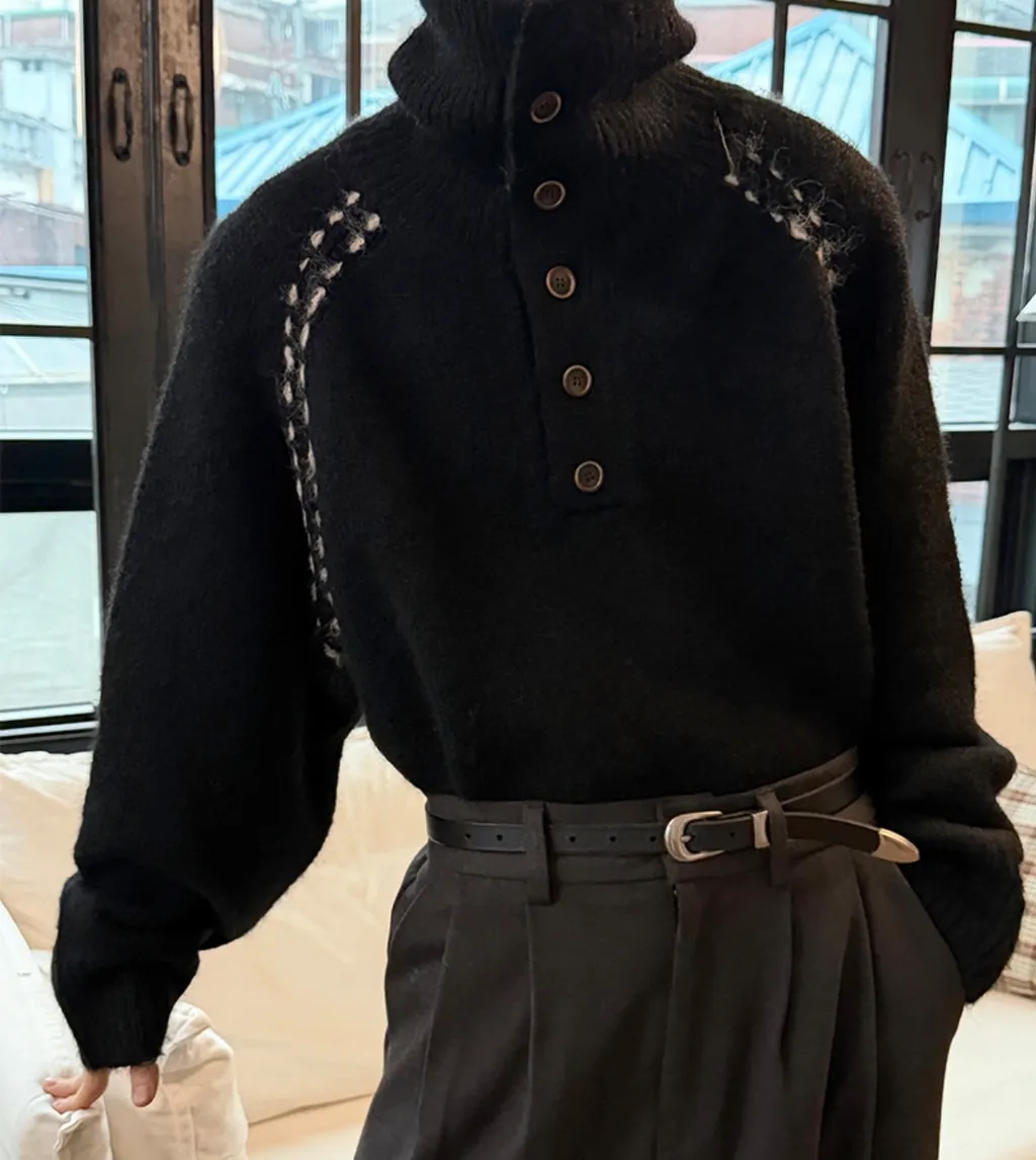 BS韓國排釦羊絨毛衣（三色）-男女皆可穿