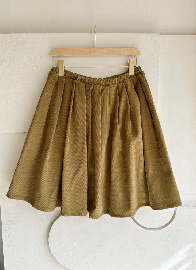 BS燈芯絨抽繩褶皺裙(兩色)