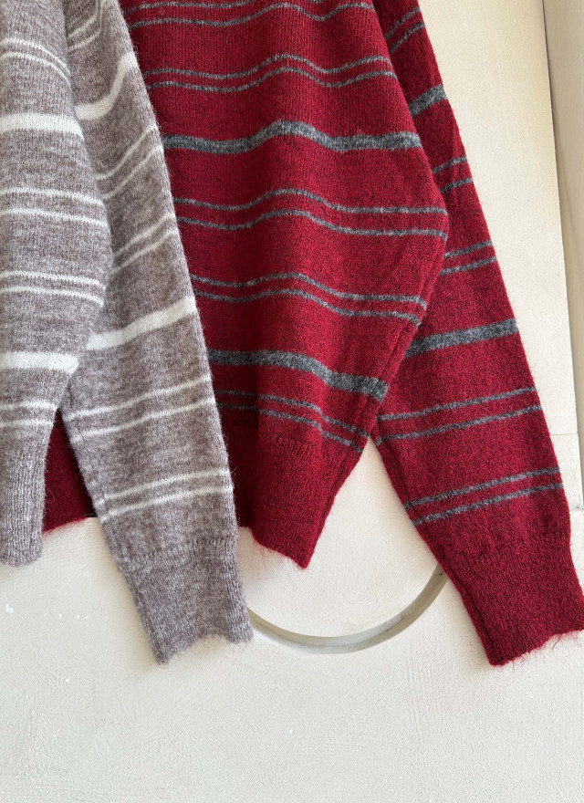 BS圓領細條針織上衣(三色)