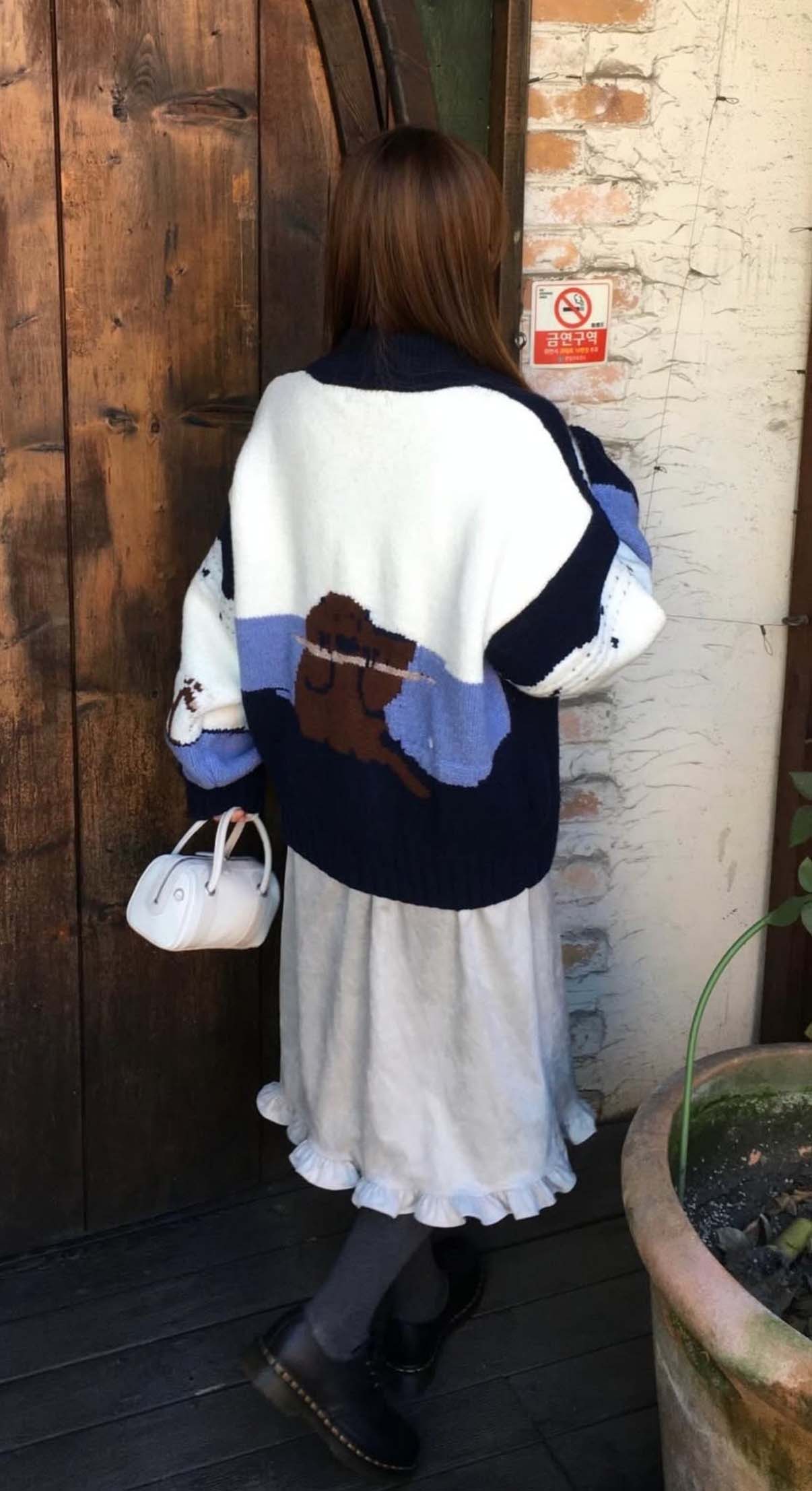 BS韓國復古圖案針織開衫