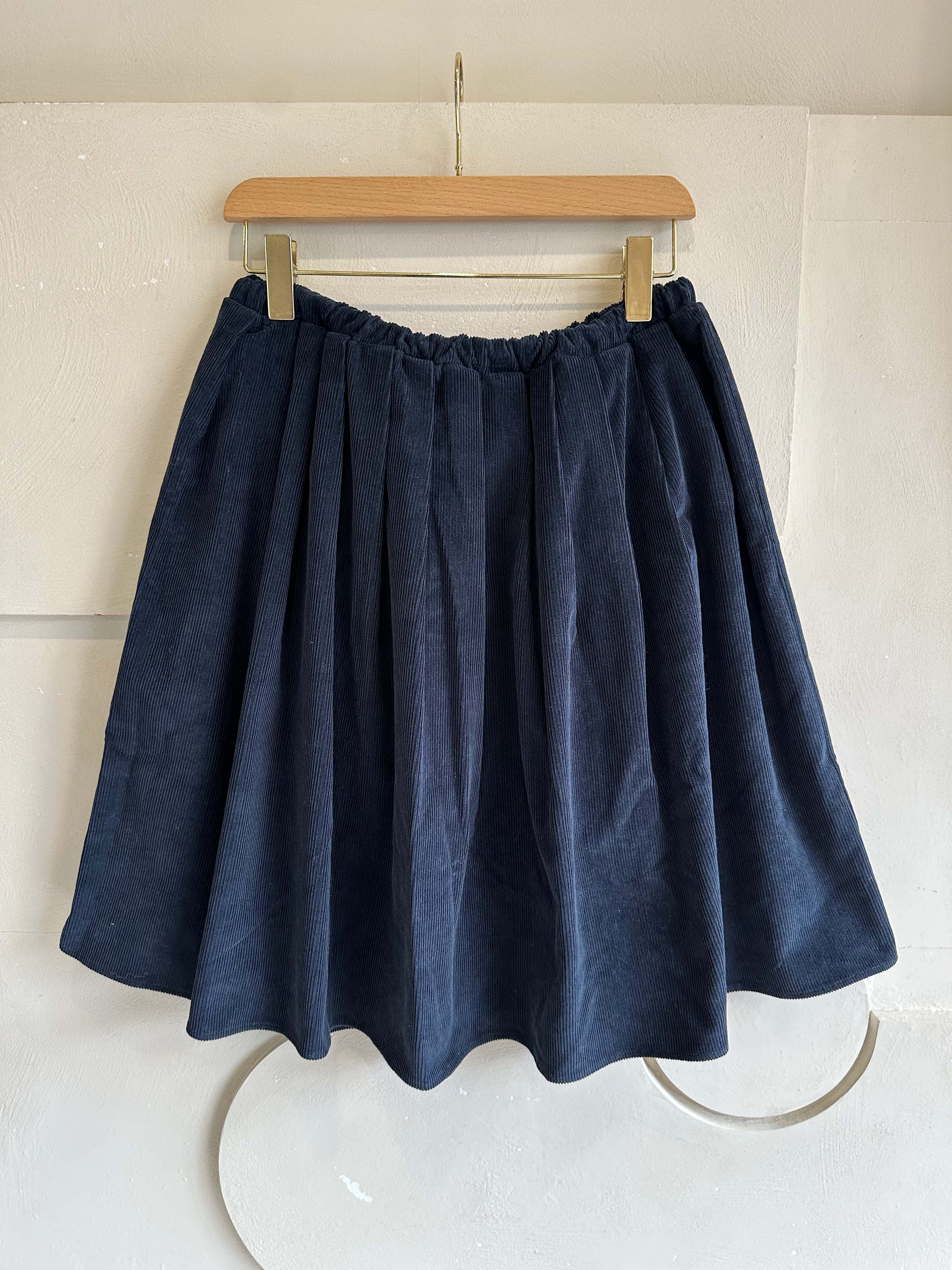 BS燈芯絨抽繩褶皺裙(兩色)