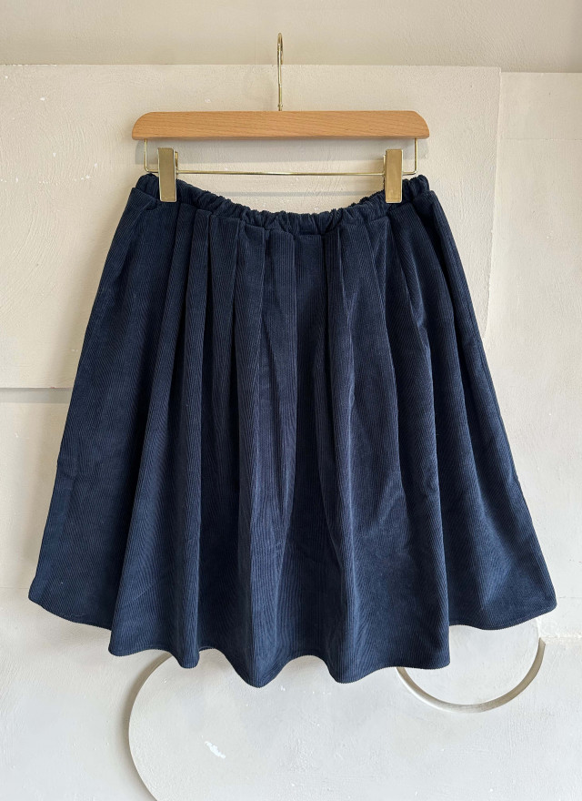 BS燈芯絨抽繩褶皺裙(兩色)