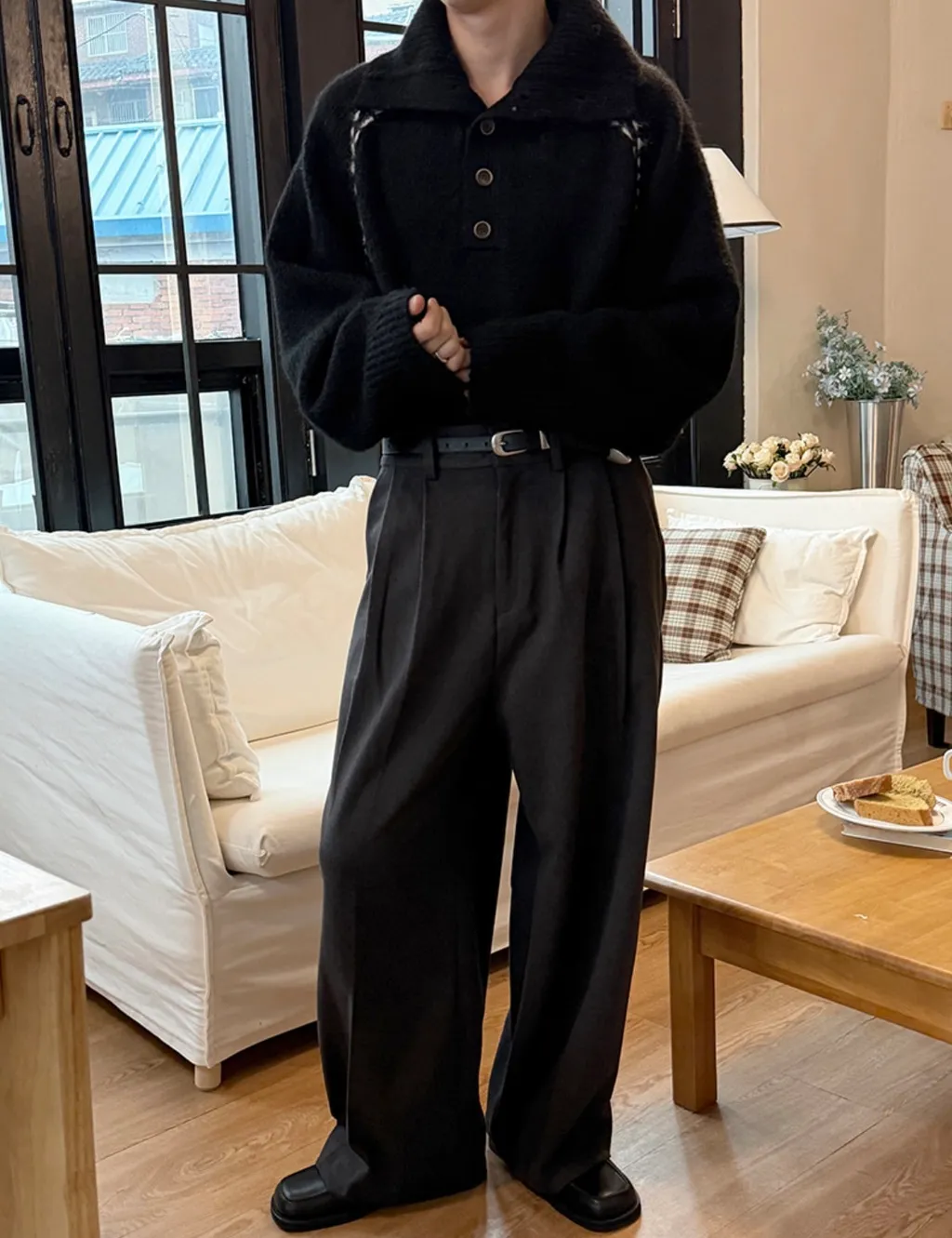 BS韓國排釦羊絨毛衣（三色）-男女皆可穿