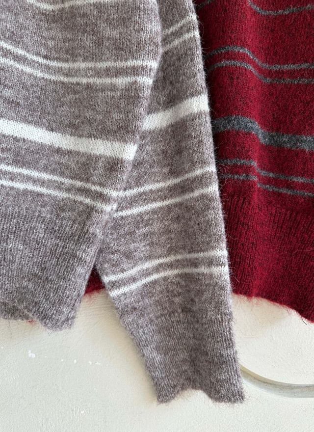 BS圓領細條針織上衣(三色)